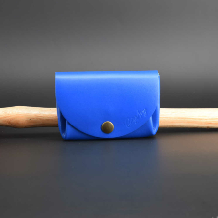 Porte-monnaie bleu "Grand-Mère" en cuir - 3 poches
