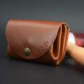 Porte-monnaie "Grand-Mère" en cuir marron Camel - 3 poches