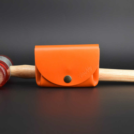 Porte-monnaie "Grand-Mère" en cuir orange - 3 poches