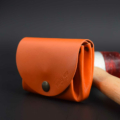 Porte-monnaie "Grand-Mère" en cuir orange - 3 poches