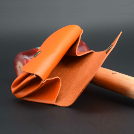 Porte-monnaie "Grand-Mère" en cuir orange - 3 poches