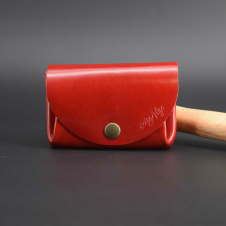 Porte-monnaie rouge "Grand-Mère" en cuir - 3 poches