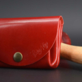 Porte-monnaie rouge "Grand-Mère" en cuir - 3 poches