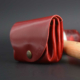 Porte-monnaie rouge "Grand-Mère" en cuir - 3 poches