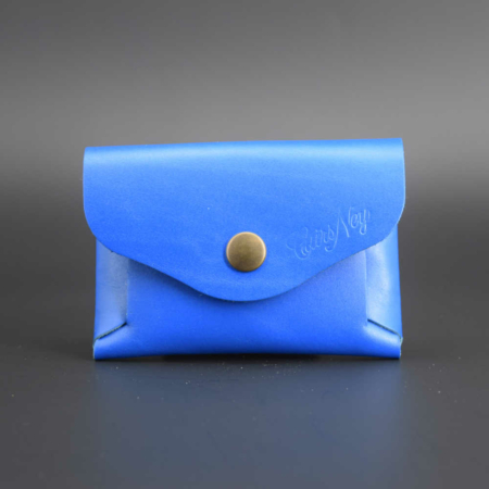 Porte-monnaie sans couture en cuir bleu