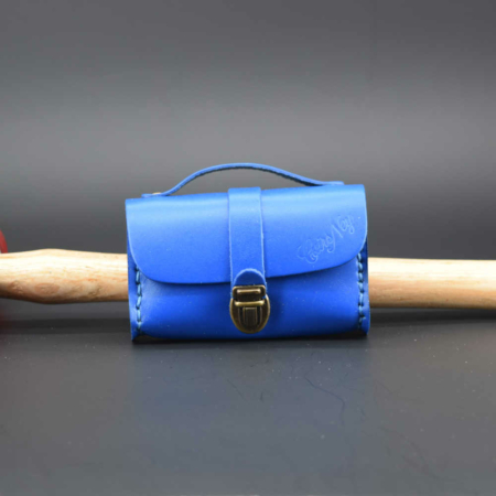 Porte monnaie en cuir Bleu clair de type "Cartable"