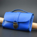 Porte monnaie en cuir Bleu clair de type "Cartable"