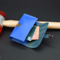 Porte monnaie en cuir Bleu clair de type "Cartable"