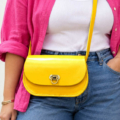 Sac "Baume" en cuir jaune pour femme avec bandoulière