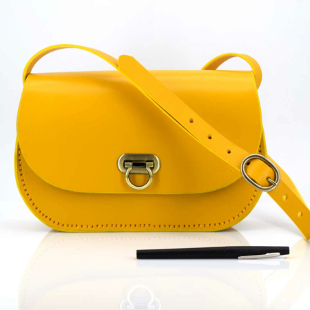 Sac "Baume" en cuir jaune pour femme avec bandoulière