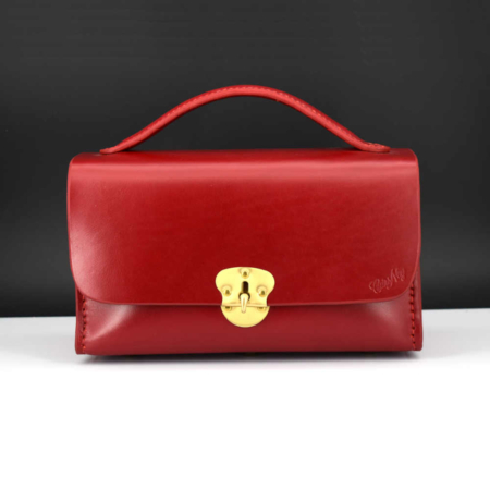 Sac à main / mallette en cuir "Axe" - rouge grenat