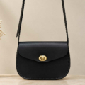 Sac pour femme en cuir noir à bandoulière "Cerise" - tourniquet